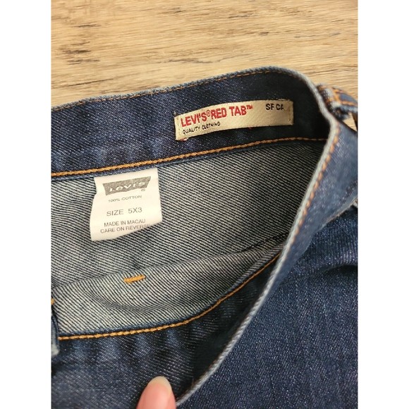 Vintage Women's Levis Denim Shorts Red Tab Dark Blue Size 5x3 - Picture 6 of 8